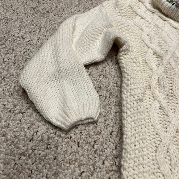 Vintage Bobbie Brooks Cable Knit Floral Sweater Sz M Chunky Knit Oversized - Picture 2 of 6